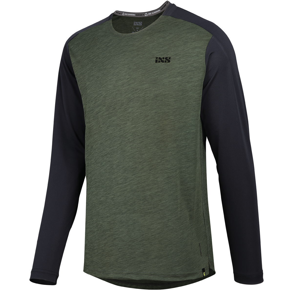 ixs-flow-x-kids-langarm-mtb-jersey-olive-solid-black-kinder-trail-trikot image 1